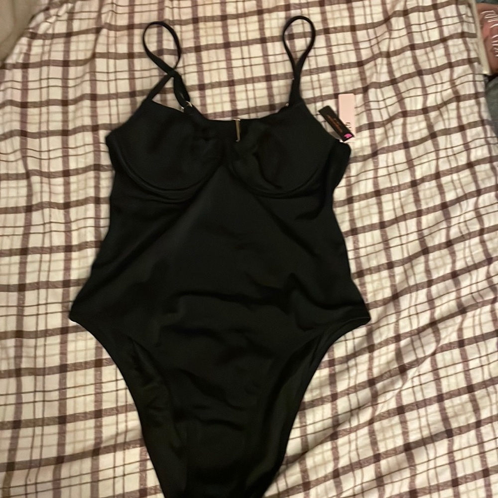 NWT One piece Victoria Secret black bathing suit size large